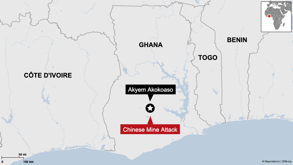 mines or chinoises attaquées Ghana R.D.Congo